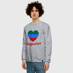 Свитшот хлопковый мужской Dagestan: Heart Flag, цвет: меланж — фото 2