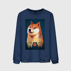 Свитшот хлопковый мужской Wow Doge, цвет: тёмно-синий