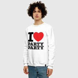 Свитшот хлопковый мужской I Love Party, цвет: белый — фото 2