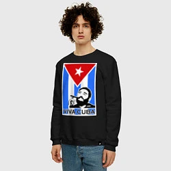 Свитшот хлопковый мужской Fidel: Viva, Cuba!, цвет: черный — фото 2