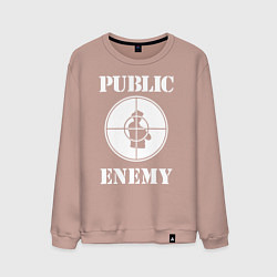 Свитшот хлопковый мужской Public Enemy, цвет: пыльно-розовый