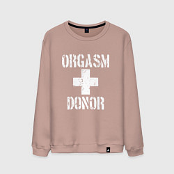 Свитшот хлопковый мужской Orgasm + donor, цвет: пыльно-розовый