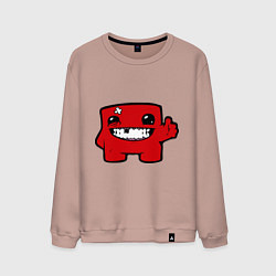 Свитшот хлопковый мужской Super Meat Boy, цвет: пыльно-розовый