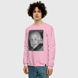 Свитшот хлопковый мужской Энштейн дурачится, цвет: светло-розовый — фото 2