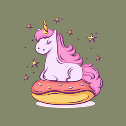 Свитшот хлопковый мужской Единорог на пончике, цвет: авокадо — фото 2