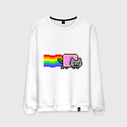 Свитшот хлопковый мужской Nyan Cat, цвет: белый