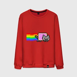 Свитшот хлопковый мужской Nyan Cat, цвет: красный