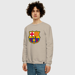 Свитшот хлопковый мужской ФК Барселона, цвет: миндальный — фото 2