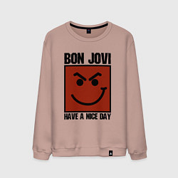 Свитшот хлопковый мужской Bon Jovi: Have a nice day, цвет: пыльно-розовый