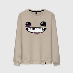 Свитшот хлопковый мужской Super Meat Boy: Face, цвет: миндальный