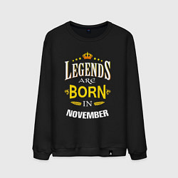Свитшот хлопковый мужской Legends are born in november, цвет: черный