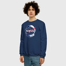 Свитшот хлопковый мужской NASA, цвет: тёмно-синий — фото 2