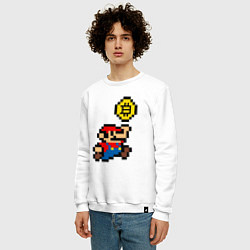 Свитшот хлопковый мужской Mario Bitcoin, цвет: белый — фото 2