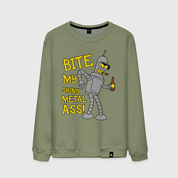 Свитшот хлопковый мужской Bite my shunny metal ass, цвет: авокадо