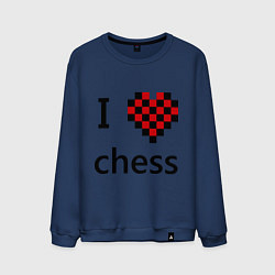 Свитшот хлопковый мужской I love chess, цвет: тёмно-синий