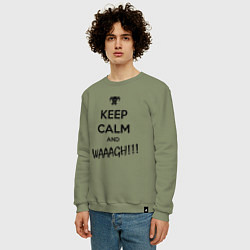 Свитшот хлопковый мужской Keep Calm & WAAAGH, цвет: авокадо — фото 2