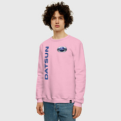 Свитшот хлопковый мужской Datsun логотип с эмблемой, цвет: светло-розовый — фото 2