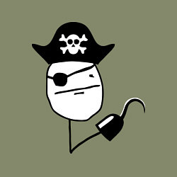 Свитшот хлопковый мужской Покер фейс пират, цвет: авокадо — фото 2