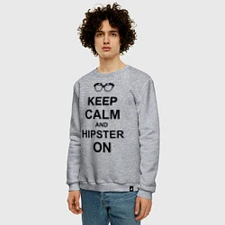 Свитшот хлопковый мужской Keep Calm & Hipster on, цвет: меланж — фото 2