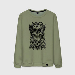 Свитшот хлопковый мужской Slayer Skulls, цвет: авокадо