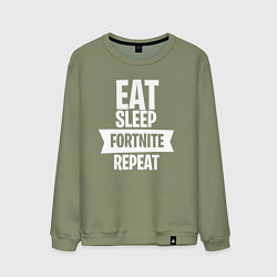 Свитшот хлопковый мужской Eat Sleep Fortnite Repeat, цвет: авокадо