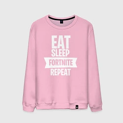 Свитшот хлопковый мужской Eat Sleep Fortnite Repeat, цвет: светло-розовый