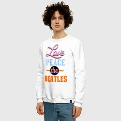 Свитшот хлопковый мужской Love peace the Beatles, цвет: белый — фото 2