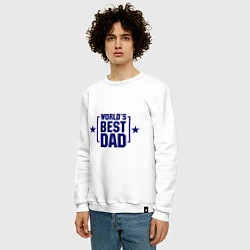 Свитшот хлопковый мужской Worlds best dad, цвет: белый — фото 2
