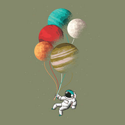 Свитшот хлопковый мужской Космические шары, цвет: авокадо — фото 2