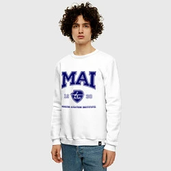 Свитшот хлопковый мужской MAI University, цвет: белый — фото 2