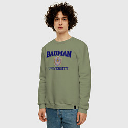 Свитшот хлопковый мужской BAUMAN University, цвет: авокадо — фото 2