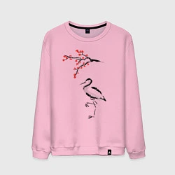 Свитшот хлопковый мужской Японский стиль, цвет: светло-розовый