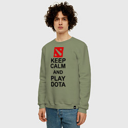 Свитшот хлопковый мужской Keep Calm & Play Dota, цвет: авокадо — фото 2