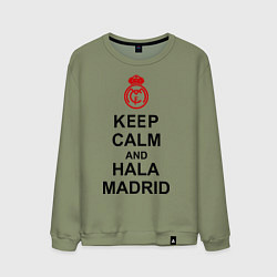 Свитшот хлопковый мужской Keep Calm & Hala Madrid, цвет: авокадо