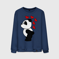 Свитшот хлопковый мужской Поцелуй панды: для него, цвет: тёмно-синий