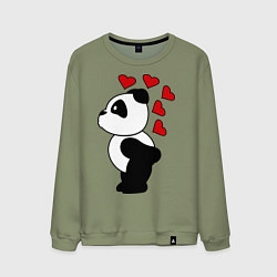 Свитшот хлопковый мужской Поцелуй панды: для него, цвет: авокадо