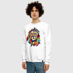 Свитшот хлопковый мужской Lion Art, цвет: белый — фото 2