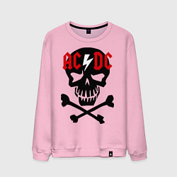 Свитшот хлопковый мужской AC/DC Skull, цвет: светло-розовый