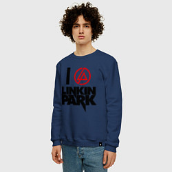 Свитшот хлопковый мужской I love Linkin Park, цвет: тёмно-синий — фото 2
