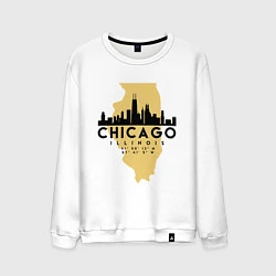 Свитшот хлопковый мужской Чикаго - США, цвет: белый
