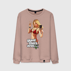 Свитшот хлопковый мужской GTA V: Selfie, цвет: пыльно-розовый