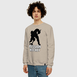 Свитшот хлопковый мужской Russian Black Hockey, цвет: миндальный — фото 2