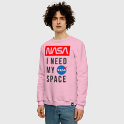 Свитшот хлопковый мужской Nasa i need my space, цвет: светло-розовый — фото 2