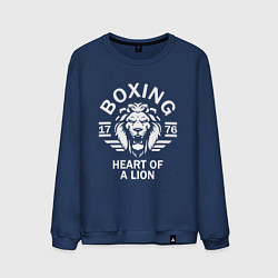 Свитшот хлопковый мужской Бокс - сердце льва, цвет: тёмно-синий
