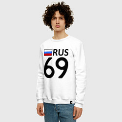 Свитшот хлопковый мужской RUS 69, цвет: белый — фото 2
