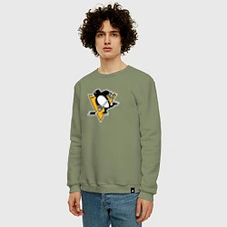 Свитшот хлопковый мужской Pittsburgh Penguins: Evgeni Malkin, цвет: авокадо — фото 2