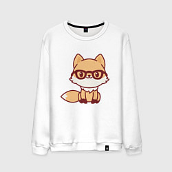 Свитшот хлопковый мужской Лисенок в очках, цвет: белый