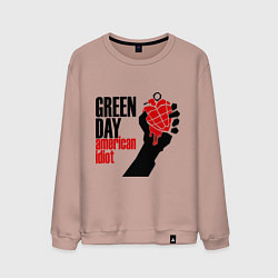 Свитшот хлопковый мужской Green Day: American idiot, цвет: пыльно-розовый