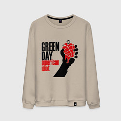 Свитшот хлопковый мужской Green Day: American idiot, цвет: миндальный