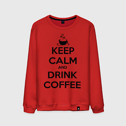 Свитшот хлопковый мужской Keep Calm & Drink Coffee, цвет: красный